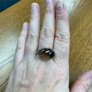 Smoky Quartz, peridot and citrine ring